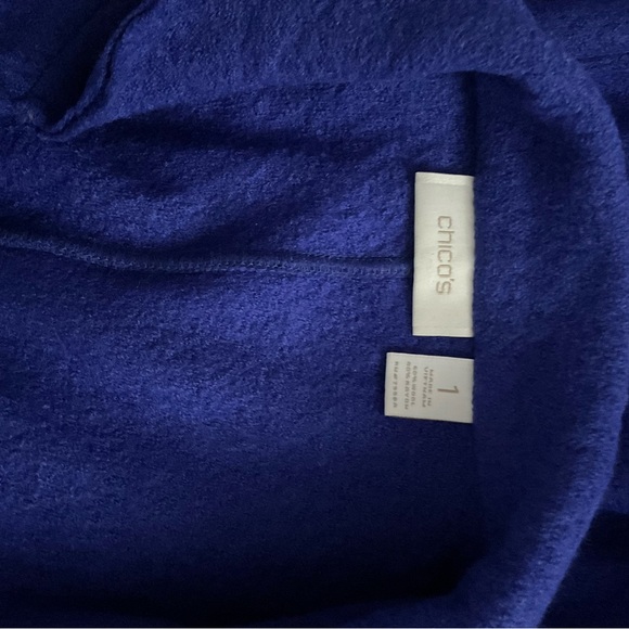 CHICO’S WOMENS Blazer Jacket size 1 Cobolt Blue Shacket wool Blend Retro - Picture 4 of 10